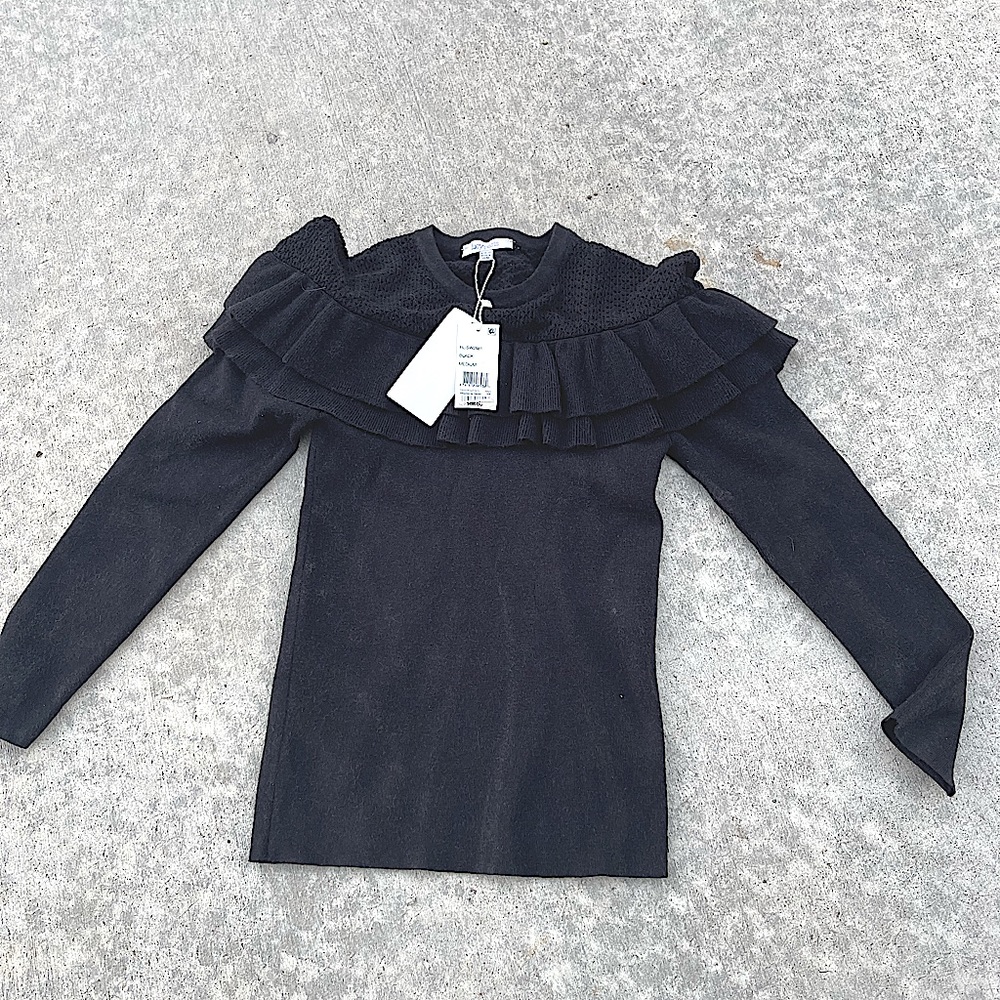 Black Sweater with ruffle accent